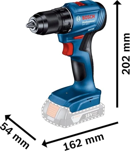 Bosch Gsr 185 li Darbesiz Matkap (SOLO), (ŞARJ CİHAZI ,BATARYA VE ÇANTA DAHİL DEĞİLDİR. ) ürün görseli 1