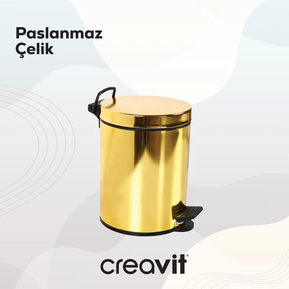 Çöp Kovası 5 Lt (Pedallı) Altın - Resim 3