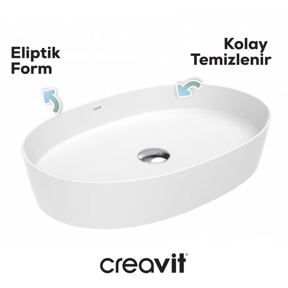 Loop Oval Çanak Lavabo 40x60 cm Beyaz - Resim 2