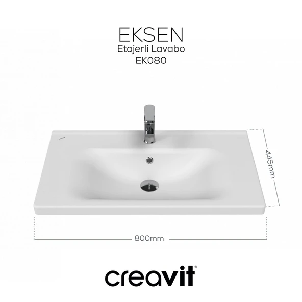 Eksen Etajerli Lavabo 80 cm Beyaz - Resim 4
