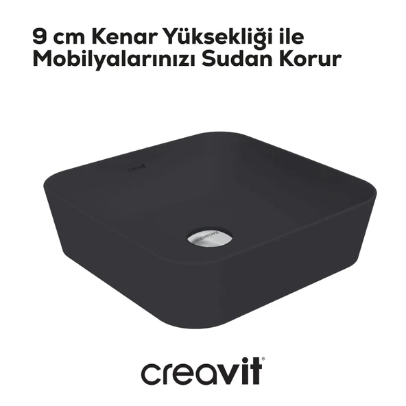 Ultra Kare Çanak Lavabo 40cm Mat Antrasit - Resim 3
