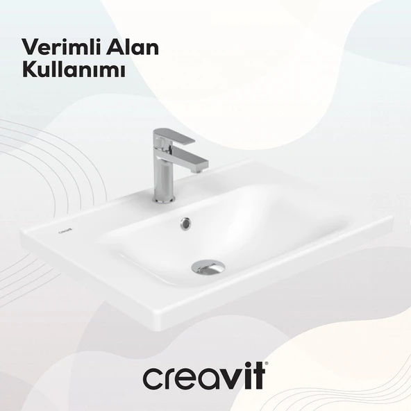Eksen Etajerli Lavabo 65 cm Beyaz - Resim 3
