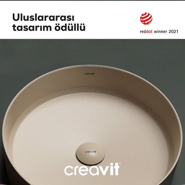 Loop Yuvarlak Çanak Lavabo Ø45 cm Mat Cappuccino - Resim 3