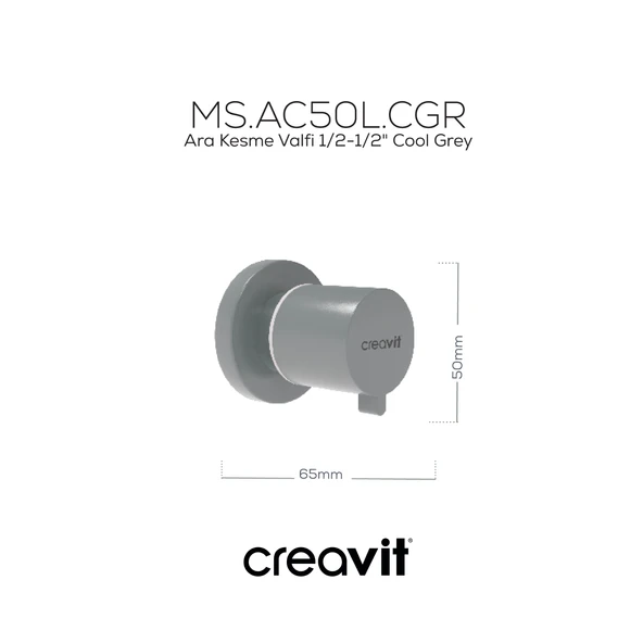 Ara Kesme Valfi 1/2-1/2" Cool Grey ürün görseli 1