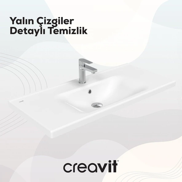 Eksen Etajerli Lavabo 100 cm Beyaz - Resim 5