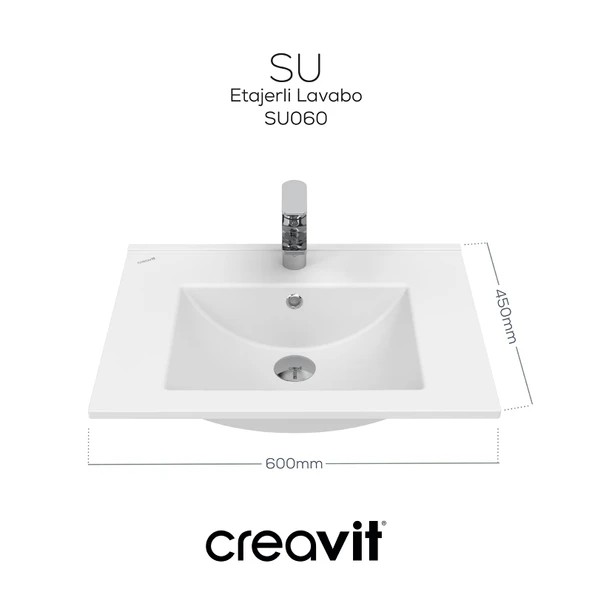 Su Etajerli Lavabo 60 cm Beyaz - Resim 4