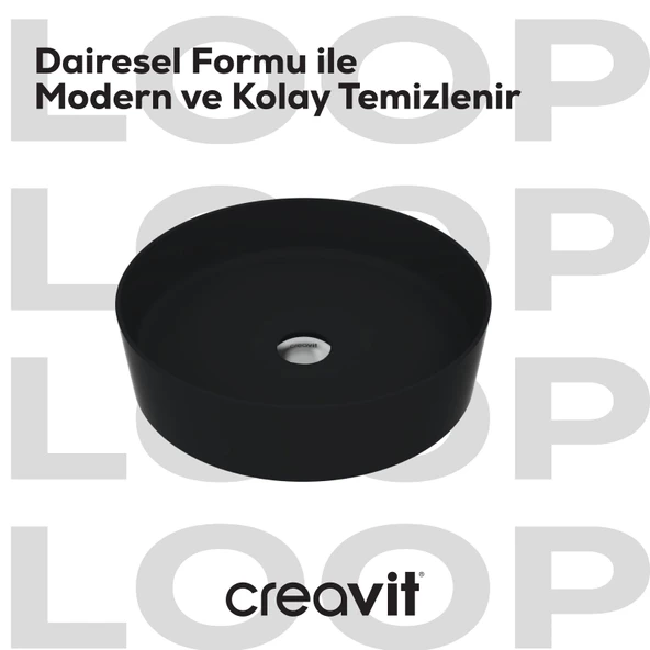 Loop Yuvarlak Çanak Lavabo Ø45 cm Mat Siyah - Resim 2
