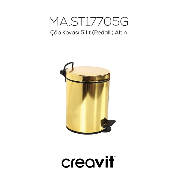 Çöp Kovası 5 Lt (Pedallı) Altın - Resim 4