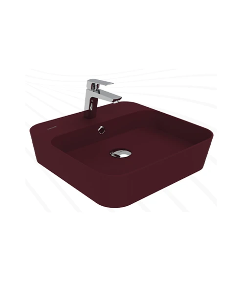 Loop Kare Masa Üstü İnce Çanak Lavabo 45 cm Extra Berry ürün görseli 1