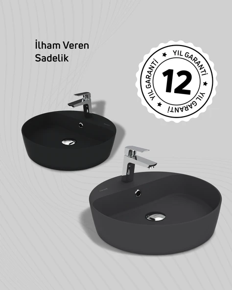 Loop 45cm Masa Üstü Çanak Lavabo Extra Cool Grey - Resim 4