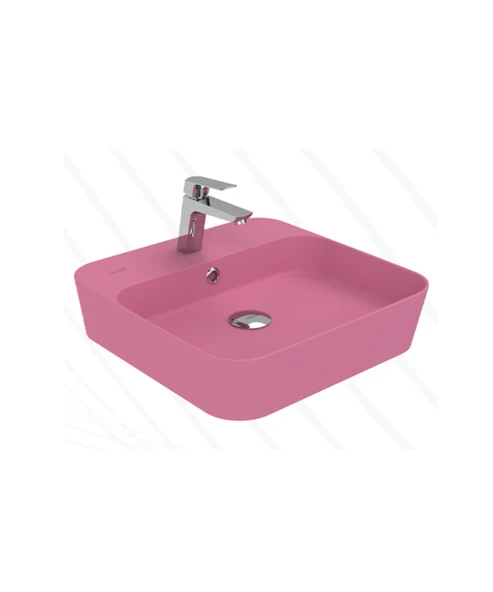 Loop Kare Masa Üstü İnce Çanak Lavabo 45 cm Extra Sakura ürün görseli 1
