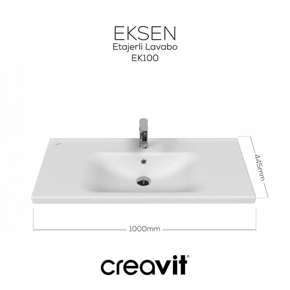 Eksen Etajerli Lavabo 100 cm Beyaz - Resim 4