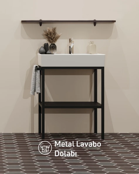 Arya Lavabo Dolabı 70 cm Siyah - Resim 2