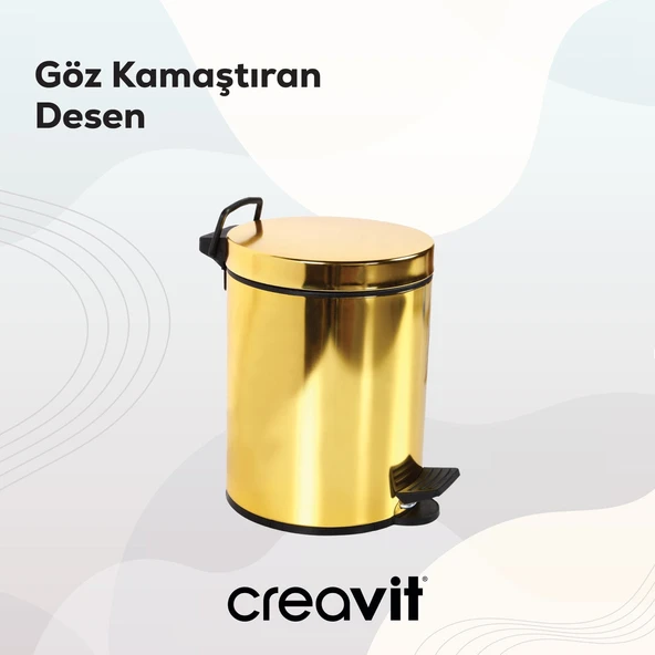 Çöp Kovası 5 Lt (Pedallı) Altın - Resim 6