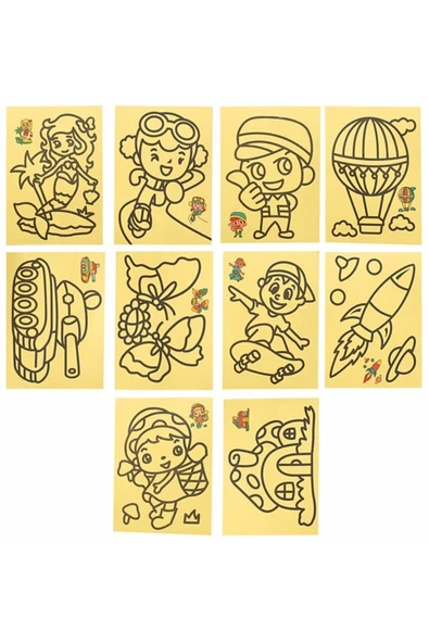 Magic Hobby 20 Adet A4 Boyutunda Kum Boyama Seti - Resim 3