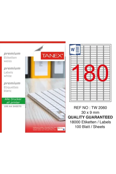 Tanex Lazer Etiket 30*9Mm Tw-2060 100Lü ürün görseli 1