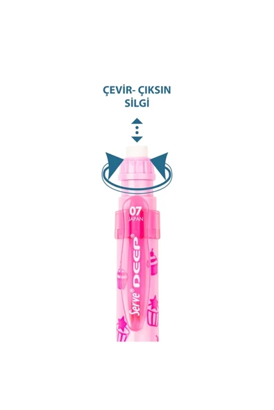 Serve DEEP CUPCAKE & DONDURMA BASKILI MEKANİK VERSATİL KALEM 0.7 ŞEKER PEMBE - Resim 2