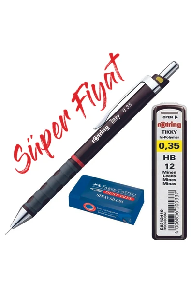 Rotring Tikky 0.35 Versatil + 0.35 Uç + Faber Sınav Silgisi ürün görseli 1