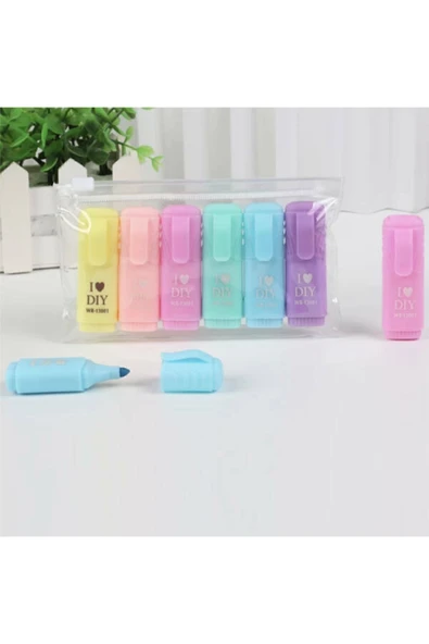 Marla Mini Fosforlu Kalem 6'lı Kilitli Poşet ürün görseli 1
