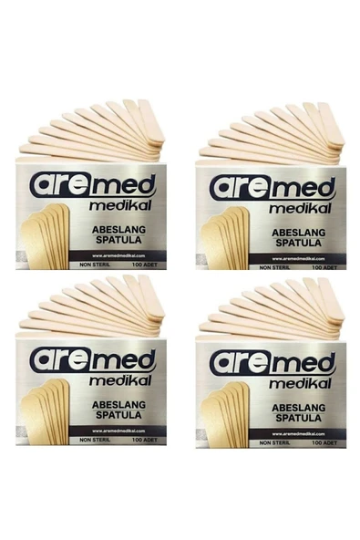 AREMED 12 Kutu Medikal Abeslang Ahşap Dil Çubuğu - Ağda Spatulası 12×100'lü ürün görseli 1