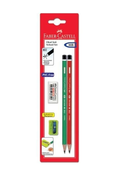 Faber Castell Okul Seti 2 Kurşun Kalem+Silgi+Kalem Traş ürün görseli 1