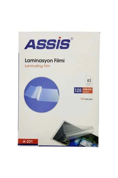 ASSİS Assis Laminasyon Filmi A3 125 Mic 100 Lü Şeffaf A-231 ürün görseli 1