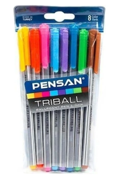 Pensan Tribal 8 Renk + Kare Post-It 5'li + Metal Kalemlik - Resim 2