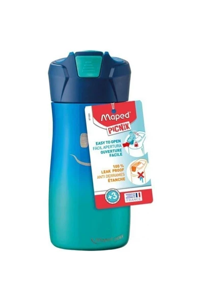 Maped Picnik 430ml Çelik Matara Gülen Yüz Figürlü Mavi 620ZSERI ürün görseli 1