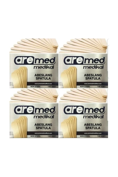 AREMED 4 Kutu Abeslang – 400 Adet Ahşap Ağda Spatulası / Tahta Dil Basacağı ürün görseli 1