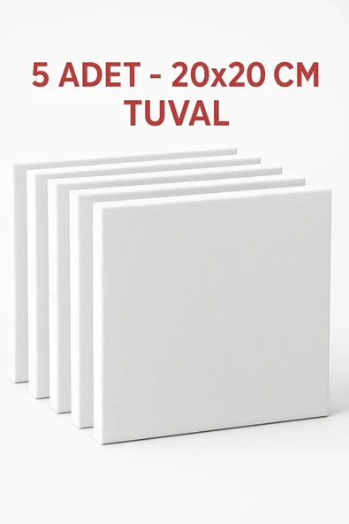 arzuönler 20x20 cm 5 Adet Astarlı Tuval Seti - Pamuklu Akrilik ve Yağlı Boya Resim Tuvali -Çocuk Hobi Etkinlik ürün görseli 1