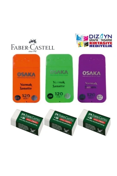 Faber Castell 3 Adet Osaka 0,7min 2b Uç Ve 3 Adet Beyaz Silgi Set ürün görseli 1