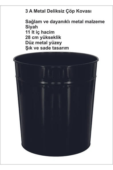 Cassa Siyah Metal Çöp Kovası Fx - Resim 2