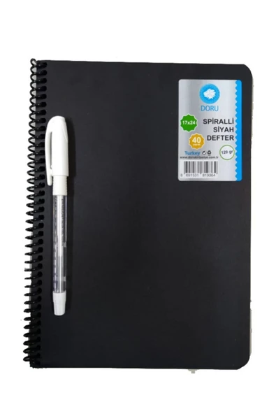 Doruk 40 Sayfa A5 Siyah Defter Ve Beyaz Kalem Set ürün görseli 1