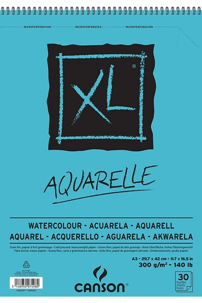 Canson Aquarelle Xl Suluboya Blok Spiralli 30 Sayfa A3 300gr ürün görseli 1