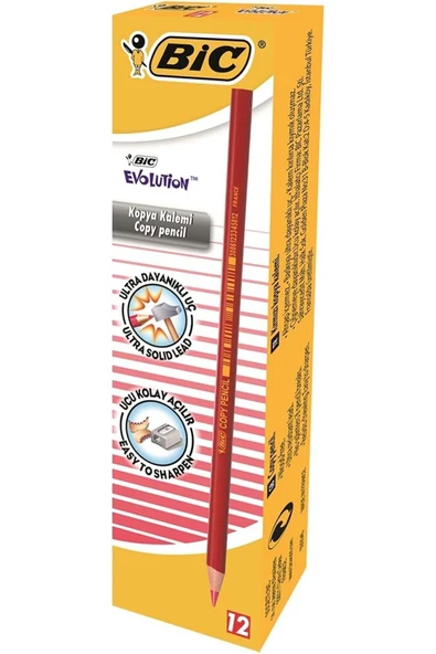Bic Evolution Kırmızı Kopya Kalemi 12'li Kutu / 9213691 ürün görseli 1