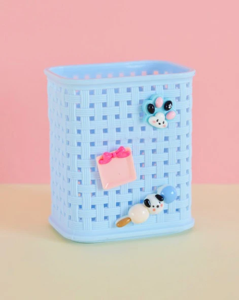 Fileli Masaüstü Kalemlik Plastik Kawaii Sevimli Kalemlik - Mavi ürün görseli 1
