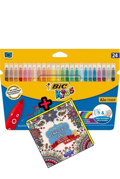 Bic Kids Kid Couleur Yıkanabilir Keçeli Boya Kalemi 24 Renk kby 841800 ürün görseli 1