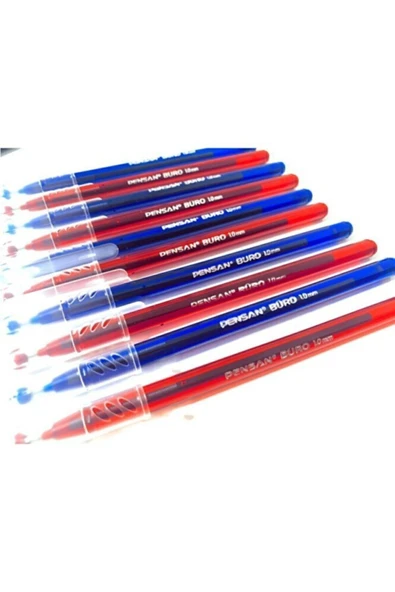 Pensan Büro 1.0 Mm Tükenmez Kalem 5 Kırmızı Kalem, 5 Mavi Kalem ürün görseli 1