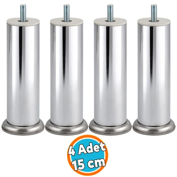 Mobilya Ayağı Modern Koltuk Kanepe Dayanıklı Tv Ünite m8 Civatalı Ayakları Krom Gümüş Metal 15 cm 4 Adet ürün görseli 1