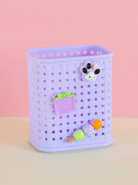 Fileli Masaüstü Kalemlik Plastik Kawaii Sevimli Kalemlik - Mor ürün görseli 1