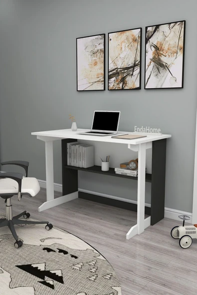 Zuesse Dizayn Vennüs 100x55 Cm Kütüphaneli Geniş Çalışma Masası Laptop Bilgisayar Masası Ofis Ders Masası ürün görseli 1