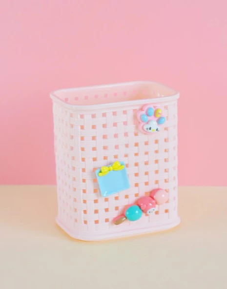 Fileli Masaüstü Kalemlik Plastik Kawaii Sevimli Kalemlik - Pembe ürün görseli 1