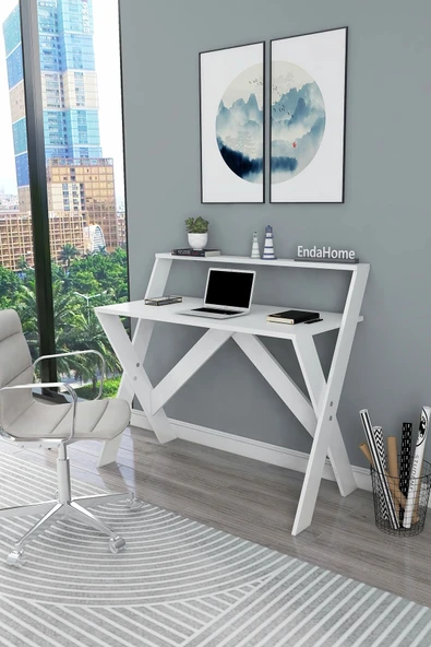 Zuesse Dizayn İQAS 50x90 Cm Çalışma Masası Laptop Bilgisayar Masası Ofis Ders Yemek Çocuk Masası Beyaz ürün görseli 1