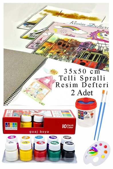 10 Renk Guaj Boya Südor 35x50cm Telli Spralli Resim Defteri Palet Resim Fırçası 15 Yaprak Guajboya Resim Defteri ürün görseli 1