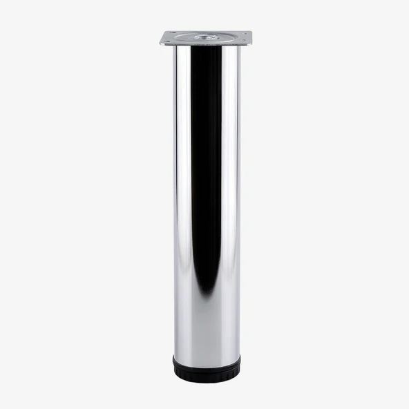 Tombul Krom 41 cm Gümüş 60 mm Metal Sehpa Masa Ayağı Tekli Mobilya Destek Yükseltici Ayak Modeli ürün görseli 1