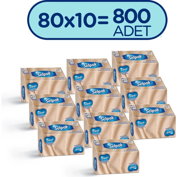 SELPAK El ve Yüz Havlusu Kutulu Kaşmir Özlü 10*80 Yaprak ürün görseli 1