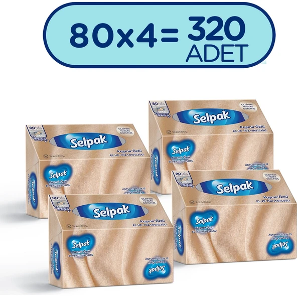 SELPAK El ve Yüz Havlusu Kutulu Kaşmir Özlü 4*80 Yaprak ürün görseli 1