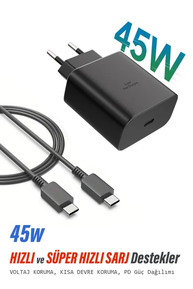 45W Süper Hızlı Şarj Aleti 5A Kablosu (Samsung Telefon ve Tabletler İçin) ürün görseli 1