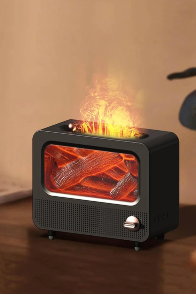 Alev Efektli Retro Hava Nemlendirici Odun Çıtırtı Sesli Aroma Difüzörü Ultrasonik Buhar Makinesi ürün görseli 1