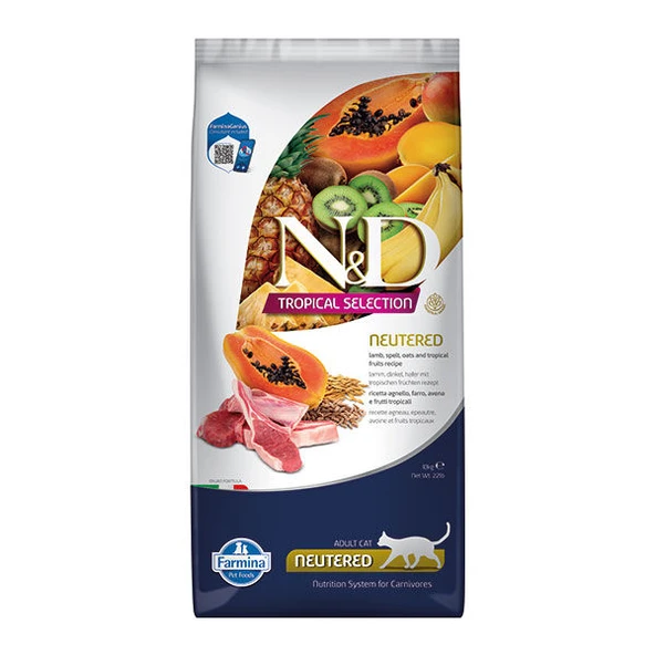 N&D Tropical Selection Kuzu Etli ve Tropikal Meyveli Kısırlaştırılmış Kedi Maması 10 Kg ürün görseli 1
